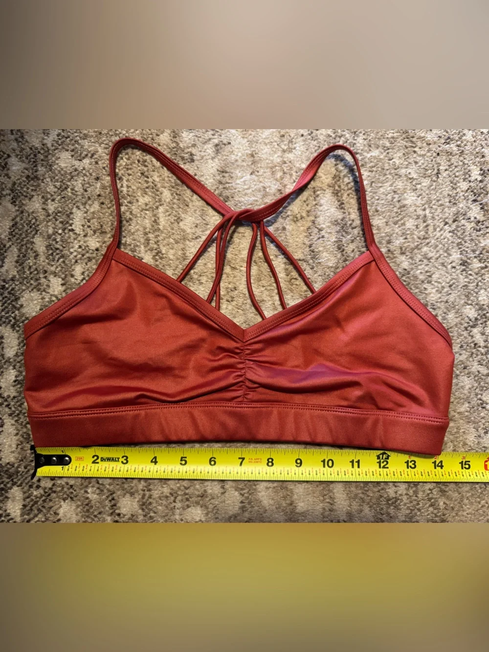 EUC! ALO Yoga Rust Red Strappy V-Neck Sports Bra, Size L